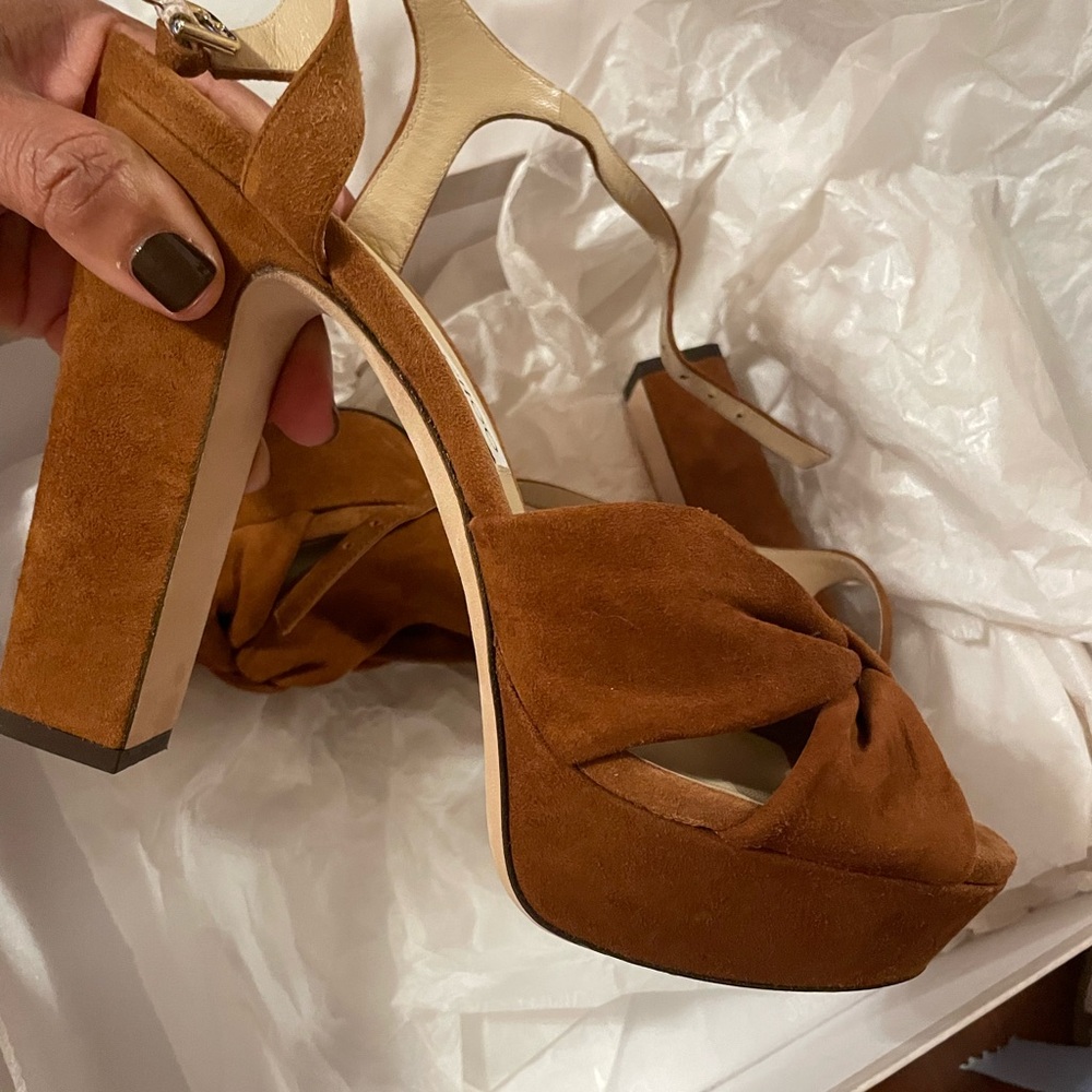 Jim Choo Tan Heloise platform sandals
